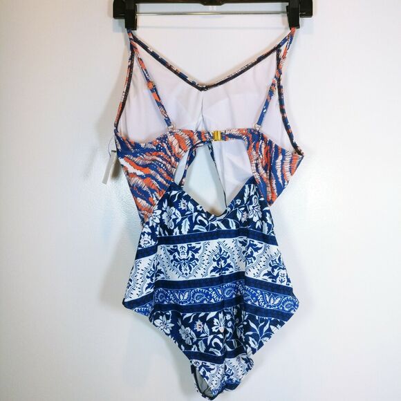 Made By Minkpink One Piece Swimsuit Resort Indigo Sunset Multicolor boho Sz XL - Picture 5 of 7